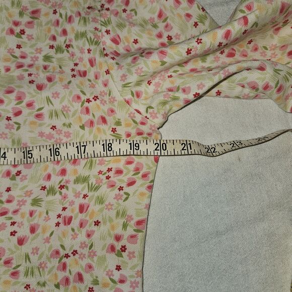 Talbots Women's Small Button Up Floral Spring Tulips 3/4 Sleeve Bow Cuff Fairy - Picture 5 of 6